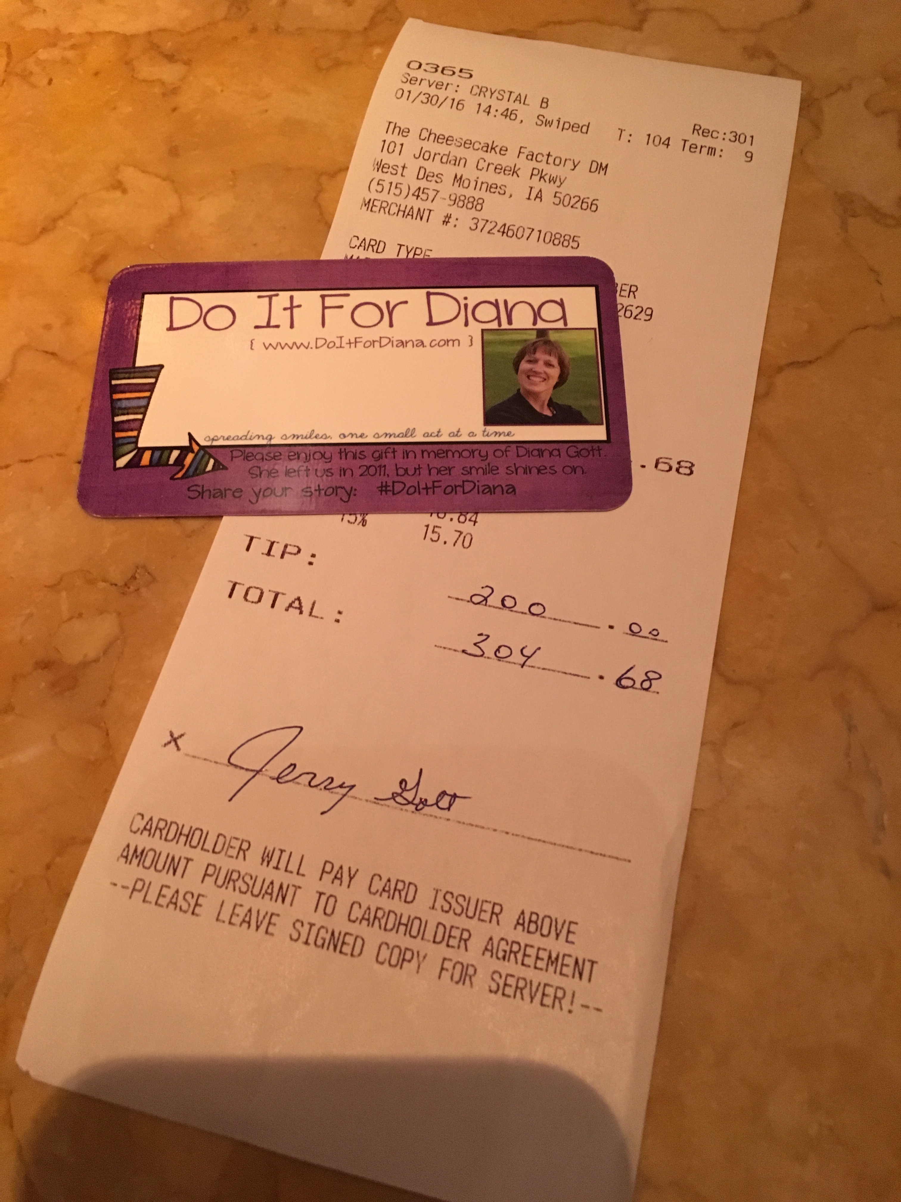 Gift for waitresses