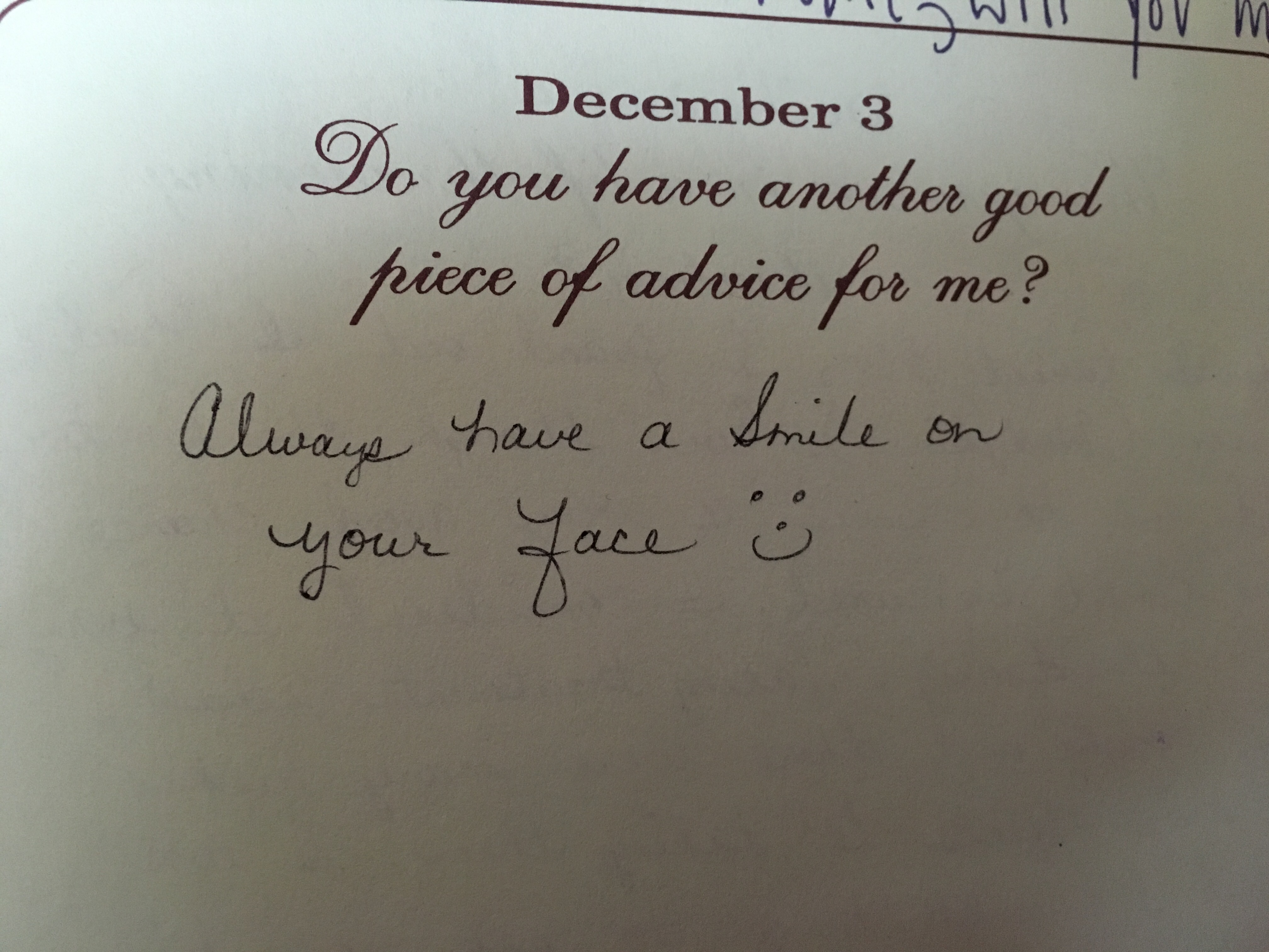 Mom's journal entry